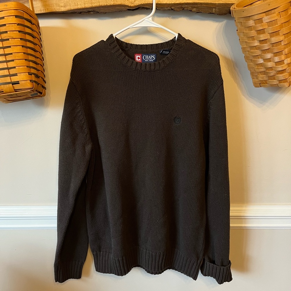 Chaps Ralph Lauren Vintage Brown Cotton Crewneck Sweater M Y2K 90s